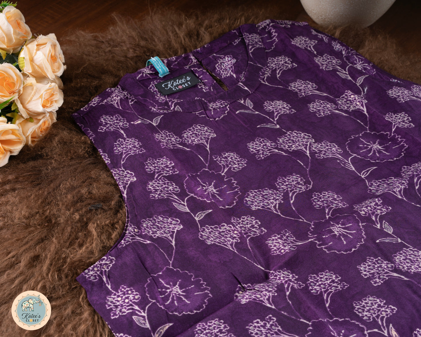 Purple Pure Rayon Short Western Top