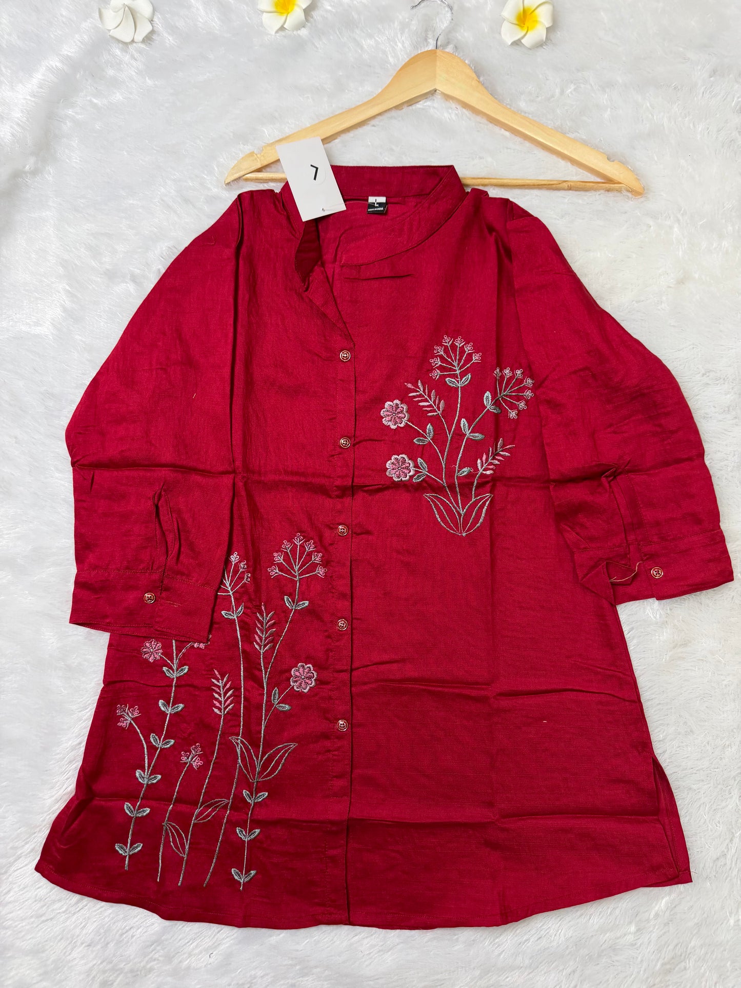 Maroon Collar Neck Kurti