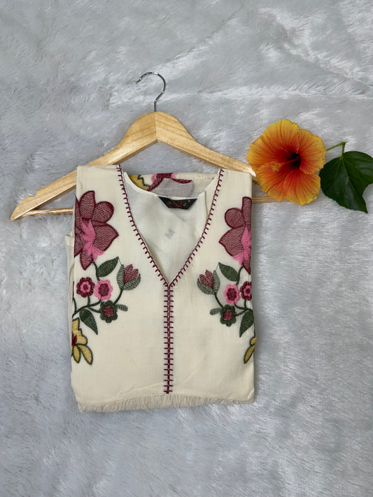 White Ethnic Fusion Umbrella Frock