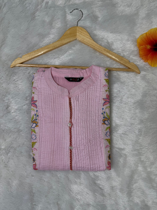 Baby Pink Mul Cotton Umbrella Frock