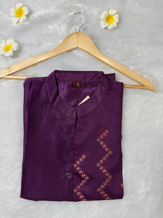 Purple Collar Neck Kurti
