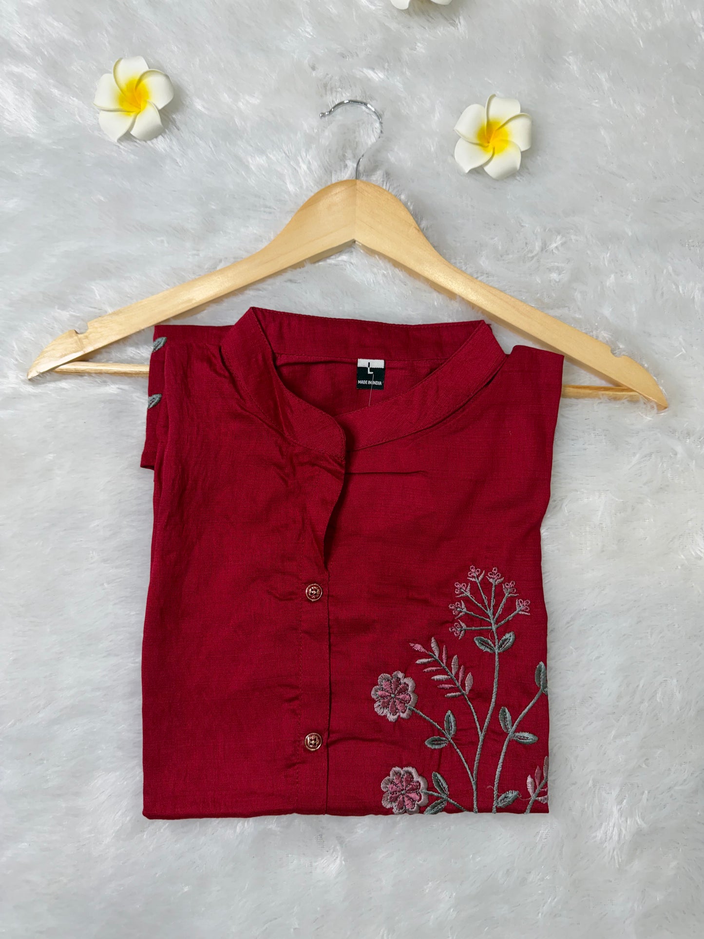 Maroon Collar Neck Kurti