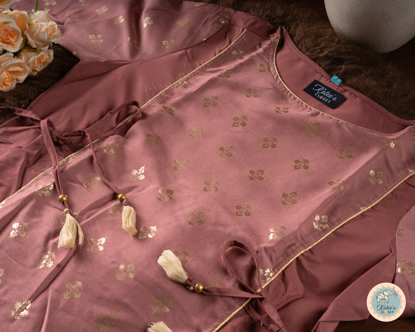 Mauve Gold Umbrella Kurta