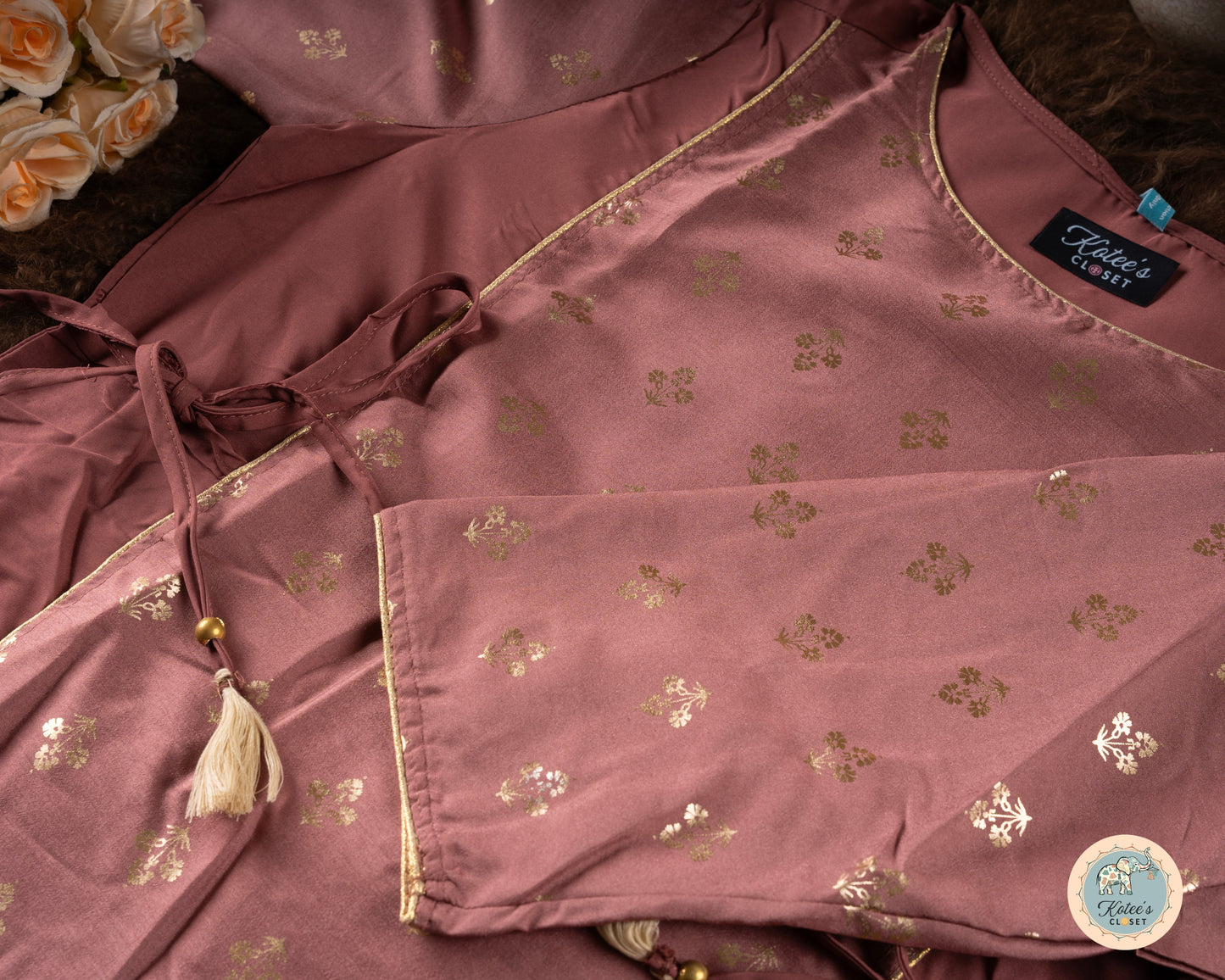 Mauve Gold Umbrella Kurta