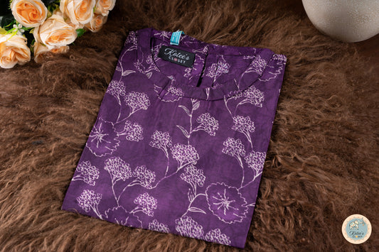 Purple Pure Rayon Short Western Top