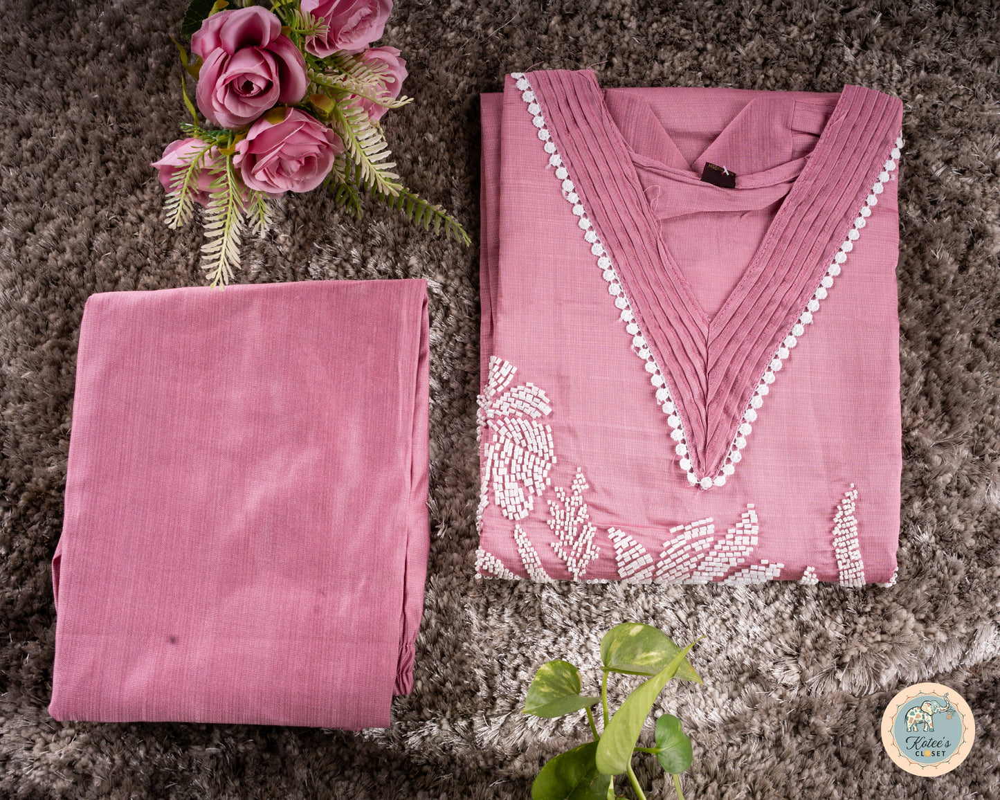 SilkTouch Embroidered Blush Co-ord Set