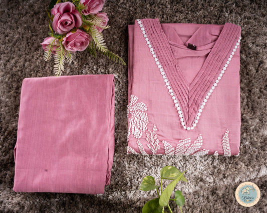 SilkTouch Embroidered Blush Co-ord Set