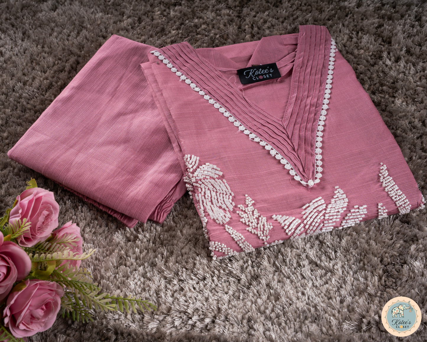 SilkTouch Embroidered Blush Co-ord Set