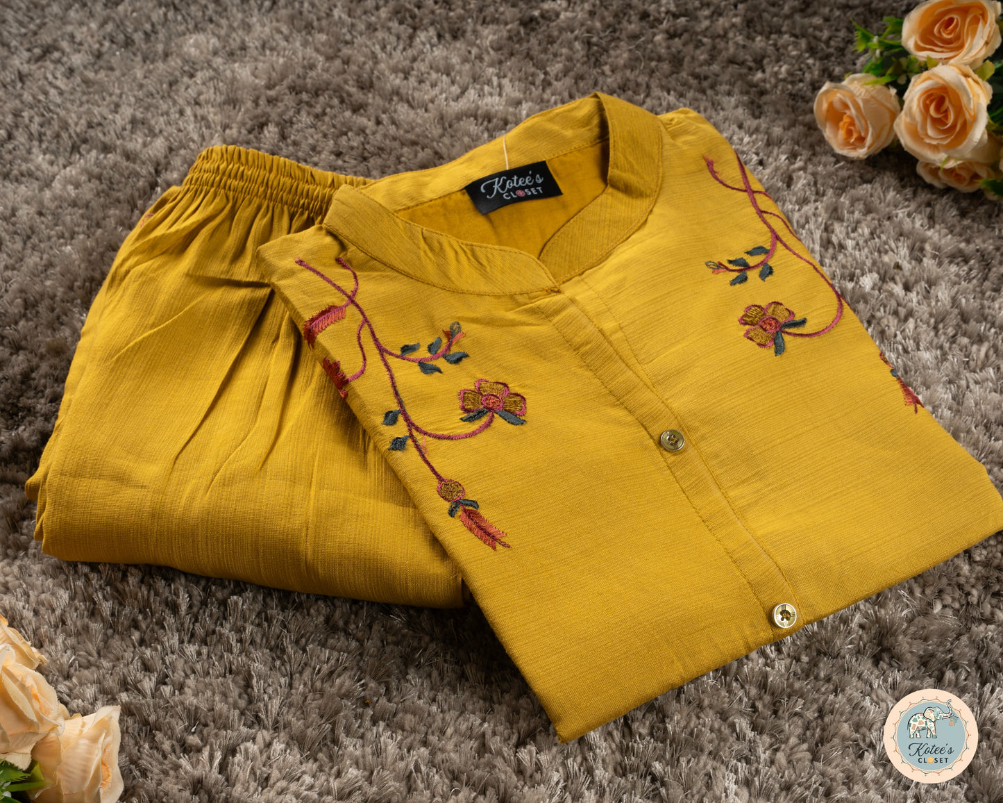 Mustard Elegance Cotton Co-Ord Set