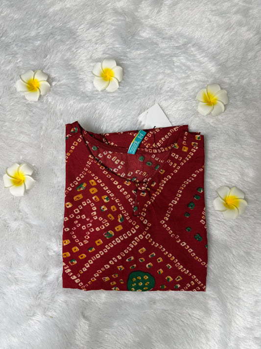 Bandhini Maroon Kurta